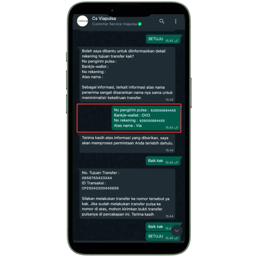 Beritahukan Nomor OVO Penerima 