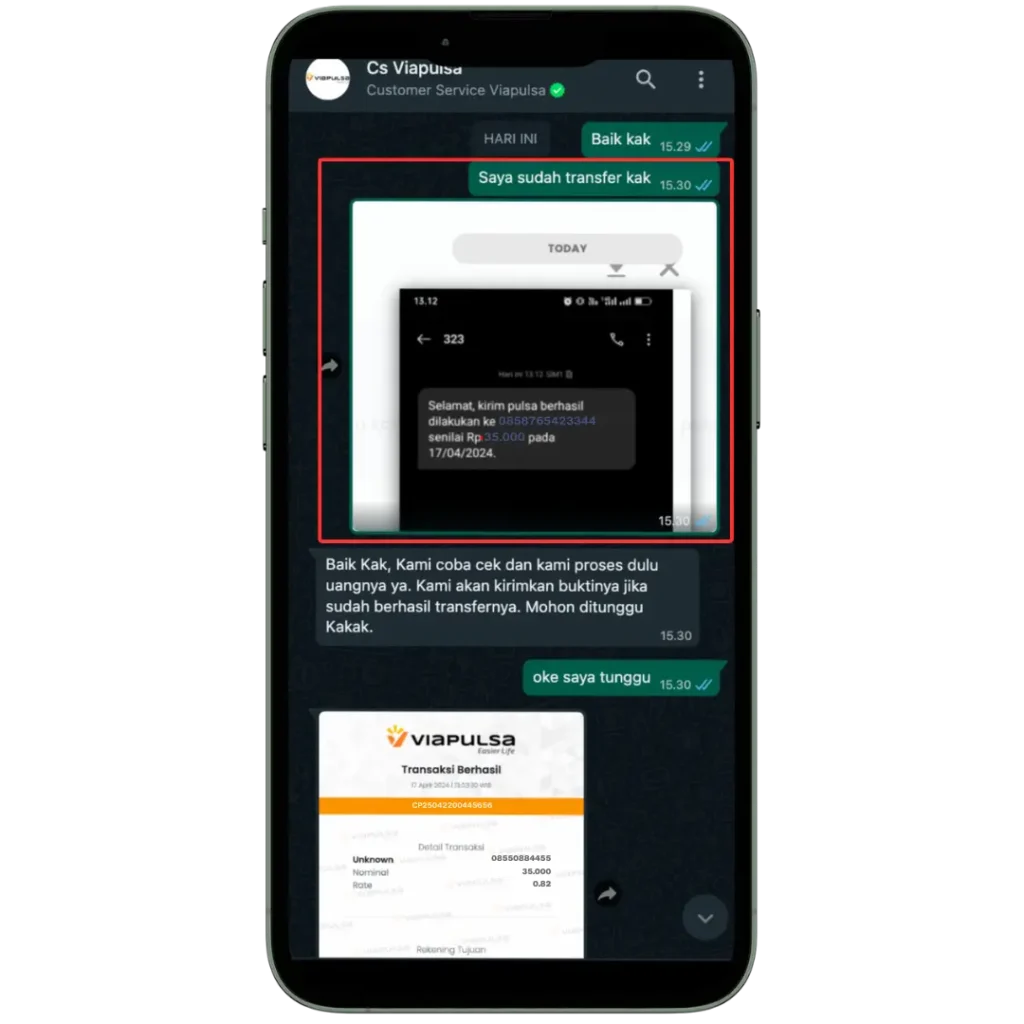 Konfirmasi Bukti Transfer Pulsa