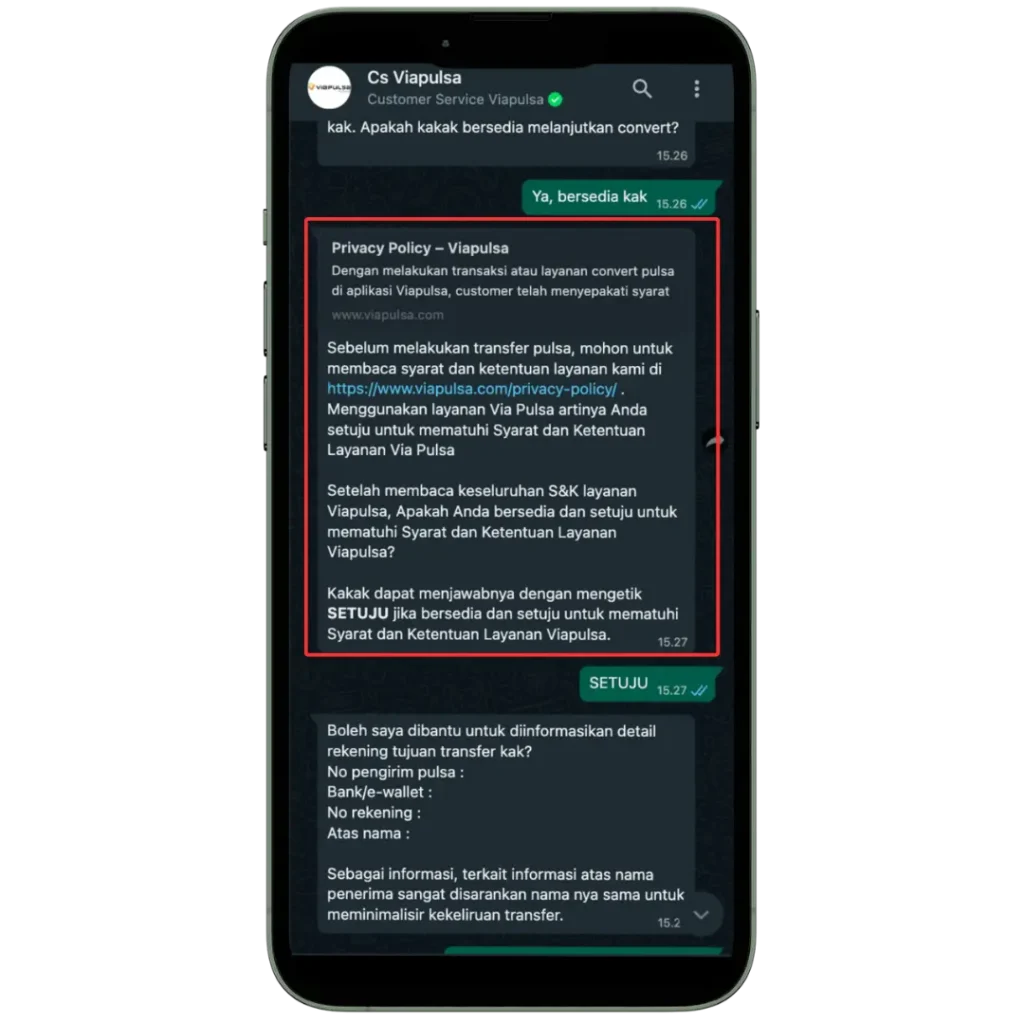 Pernyataan dan Persetujuan S&K