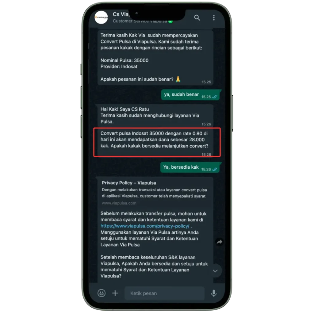 Sebutkan Nominal Pulsa yang Akan Di-convert