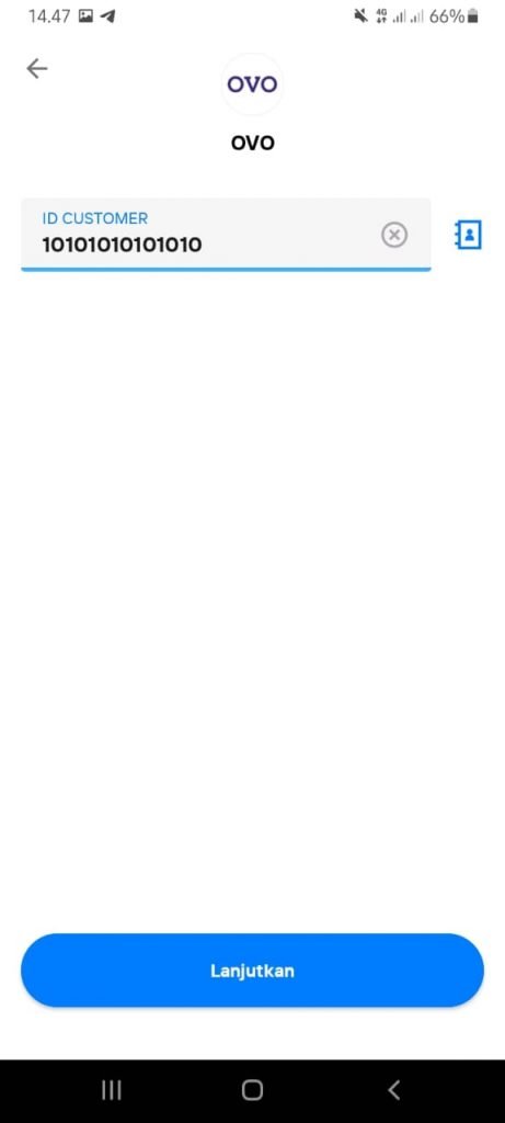 Masukkan nomor handphone yang terdaftar di akun OVO