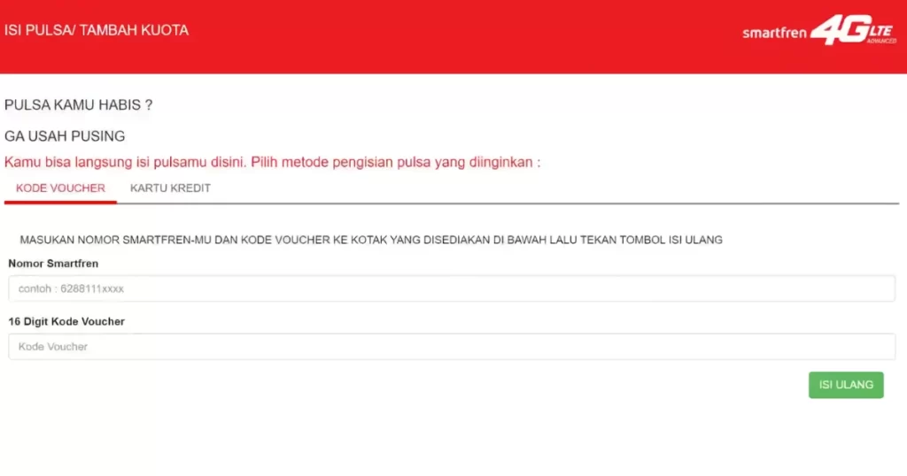 Cara Memasukan Voucher Smartfren dengan 4 Langkah (Cara Memasukkan Kode lewat Website)
