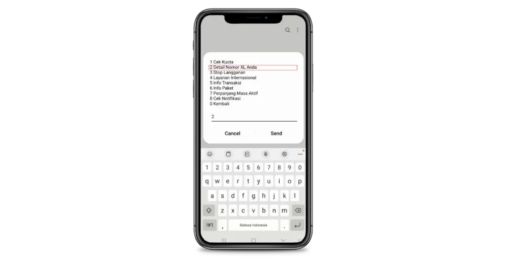Selanjutnya ketik angka 2 lalu klik “Send” Selanjutnya ketik angka 2 lalu klik “Send”,