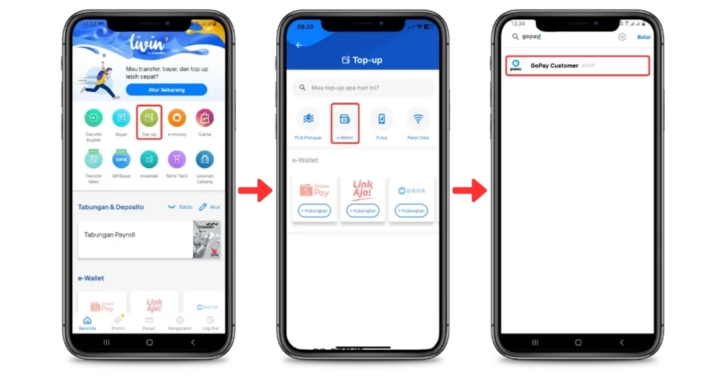 Pilih Top-up > pilih e-wallet > GoPay Customer Pilih Top-up > pilih e-wallet > GoPay Customer